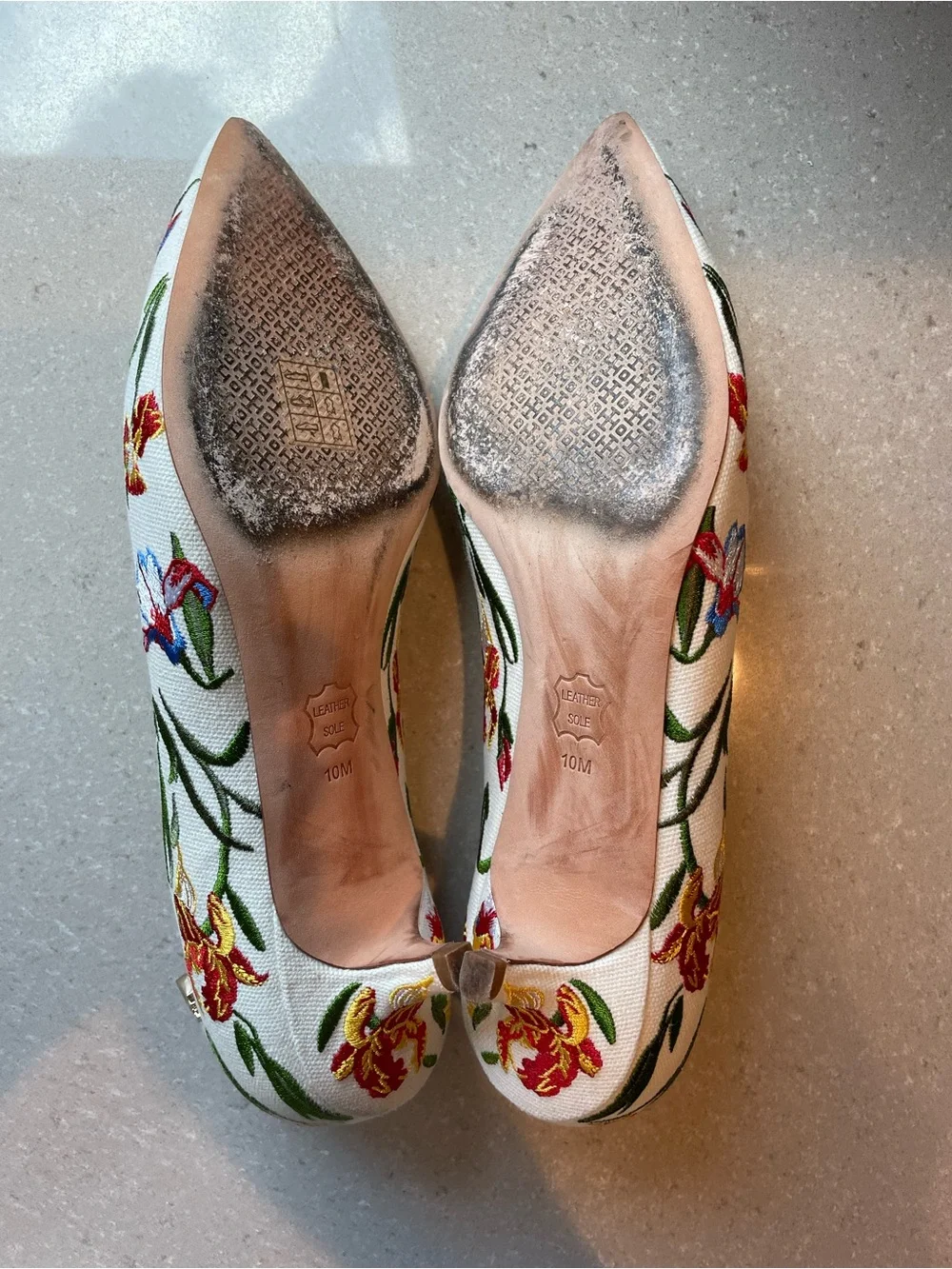 Tory Burch Elizabeth Ivory Floral Kitten Heel